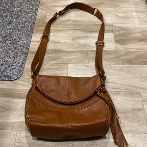 Brown leather crossbody purse